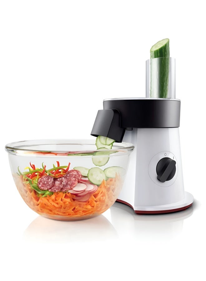 كادي ون قطاعة خضار كهربائية بقوة 200 واط مزودة ب 5 شفرات تقطيع قابلة للتبديل، مبشرة خضار كهربائية مزودة بشفرات من الفولاذ المقاوم للصدأ زر تشغيل سهل الاستخدام - Image 4